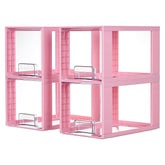 Vtopmart pink stackable drawers front view showing space-saving design