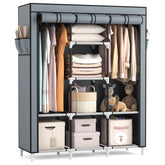 VTRIN portable closet with two hanging rods keeps shirts wrinkle-free and organized.