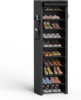 VTRIN 10-tier vertical shoe rack front view stores 20-22 pairs neatly.