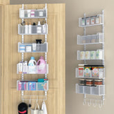 VyGrow Over The Door Organizer with five baskets for clutter-free kitchen and bath storage.