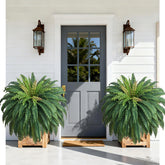 Waipfaru 48in fake fern set outdoors with 96 leaves for entryways.