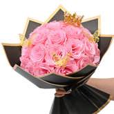 Waipfaru Glitter Roses Bouquet kit with 24 pink roses and crafting supplies for DIY