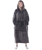 Waitu wearable blanket hoodie showing plush hood for extra warmth