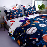 Wajade sports comforter set showcases 3D soccer design, ideal for kids' themed bedrooms