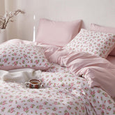 Wake In Cloud Coquette duvet cover rose pattern flatlay for fresh cottagecore vibes