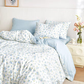 Wake In Cloud floral comforter set closeup shows a tiny rose pattern for a fresh cottage vibe.