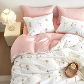 Wake In Cloud floral comforter set pink closeup showing soft, breathable fabric for cozy nights.
