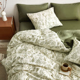 Wake In Cloud floral duvet cover olive green queen adds vintage charm and soft comfort.