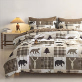 Wake In Cloud rustic comforter set with lodge patchwork pattern for cabin decor