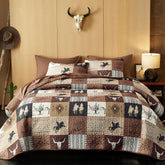 Wake In Cloud Western Quilt Set front view, cozy all-season bed cover.