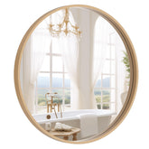 WallBeyond Round Wood Mirror 24-inch front view, showcasing timeless design for any room