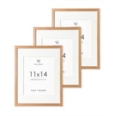 Wallwisy 11x14 oak frame with mat showcasing artwork in a neutral finish.