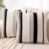 WANLIRD boho pillow cover front striped chenille texture enhances sofa decor