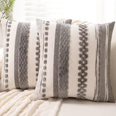 WANLIRD boho pillow cover gray stripe 18x18 adds versatile farmhouse charm