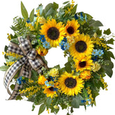 WANNA-CUL spring wreath with sunflowers and daisies for front door adds curb appeal