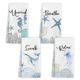 WARDOS Coastal hand towels 16x24 on rack showcasing decorative bath decor