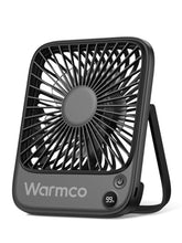 Warmco portable travel fan battery provides all day cooling for work or travel.
