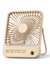 Warmco travel fan 7-inch compact profile for easy packing.