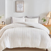 WARMDERN White Boho Duvet Cover Queen – soft microfiber texture with colorfast finish