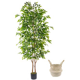 Warmplants 8ft artificial ficus tree with basket, ideal for indoor greenery.
