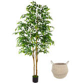 Warmplants artificial ficus tree 7ft in basket adds year-round greenery for living rooms.