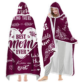 Warmstorey Best Mom Ever Blanket Hoodie worn as a wearable hug for cozy evenings.