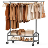 WATIOWL heavy-duty clothes rack front view shows sturdy frame and high load capacity