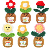 Wavwavw crochet sunflower in pot with card, ideal for teacher appreciation decor