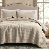 WDCOZY 100% cotton quilt king in beige for breathable year round comfort.