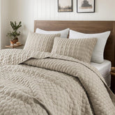 WDCOZY beige quilt queen 90x90 drapes softly for all season comfort.