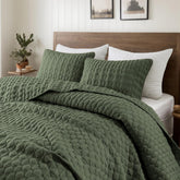 WDCOZY olive green quilt on king bed for cozy sleep setup