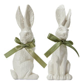 WDS WONDROUS white resin bunny figurine with textured fur for refined Easter decor.