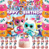 We1Fit Super Kitties banner enhances festive birthday decor