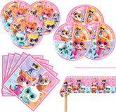 We1Fit Super Kitties 7inch plates with bold colors for a playful birthday setup.