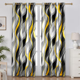 Weesire yellow gray striped curtains brighten the living room and provide partial light blocking