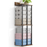 WeGXY towel rack wall mounted with wooden shelf top for stylish bathroom organization