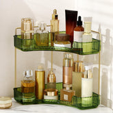 Weidace corner bathroom organizer 2-tier green, front view showing compact storage.