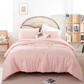 Weigelia Pink Comforter full-size on bed shows soft, all-season warmth.