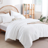 Weigelia queen comforter white, front view, soft microfiber texture