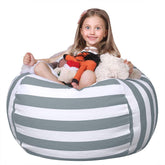 WEKAPO stuffed animal storage bean bag chair in grey, 38-inch size, ideal for kids.