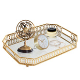 WELAISA vintage gold mirrored vanity tray displaying perfume bottles on a dresser