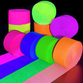 WELITTCON neon paper streamers green brighten party decor and glow under UV light.
