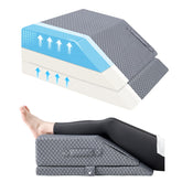 Wellsin 2-height adjustable wedge leg pillow setup demonstrates customizable elevation for comfort.