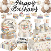 Wellspar book banner decor brightens the party backdrop for a themed celebration