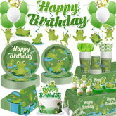 Wellspar frog birthday banner enhances whimsical pond party ambiance
