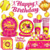 Wellspar softball banner creates a vibrant party backdrop for photos