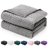 Wemore Minky Dot weighted blanket in grey cover for cocoon-like comfort and relaxation.