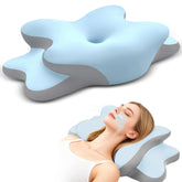 WENGTY Sleep Apnea Pillow contour in blue supporting neck alignment for deep rest.