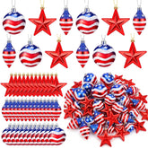 Wenqik 60pcs 4th of July star ornaments in blue and red for indoor outdoor decor
