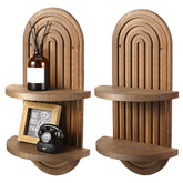 Wenqik rainbow arch wall shelves two-pack brown for stylish display and storage.